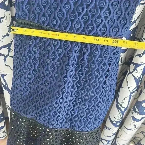 Alexis Erin Bicolor Crochet & Lace Midi Dress in Black & Navy - Picture 9 of 13